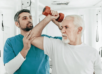 a man receiving care through muscular exercise
